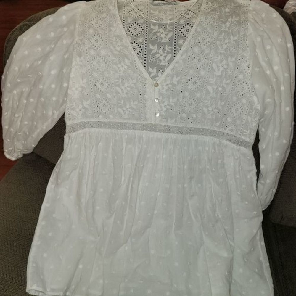 Zara White Lace Blouse